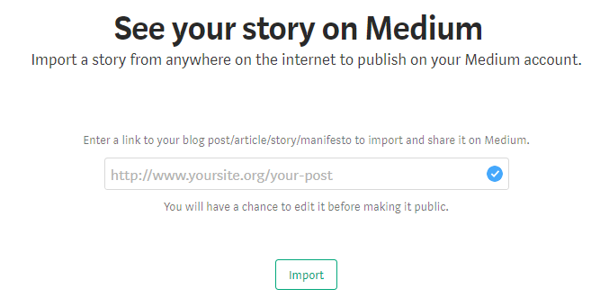 Import your post to Medium