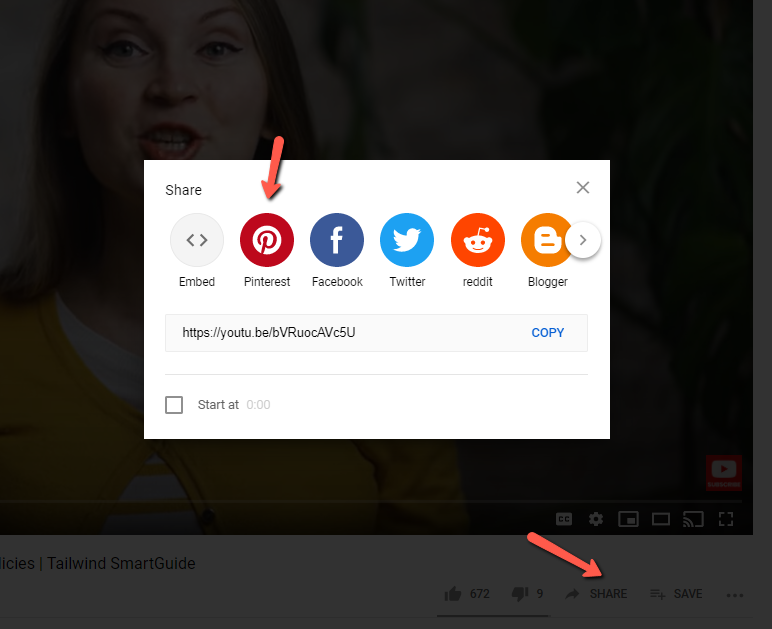 Pin YouTube video