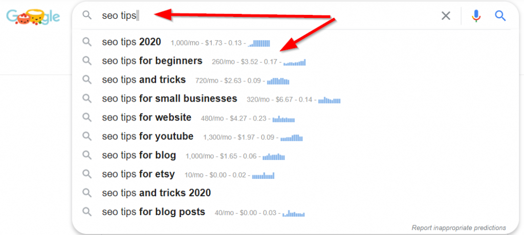How to find keywords with Google Suggestion and KeywordAnywhere